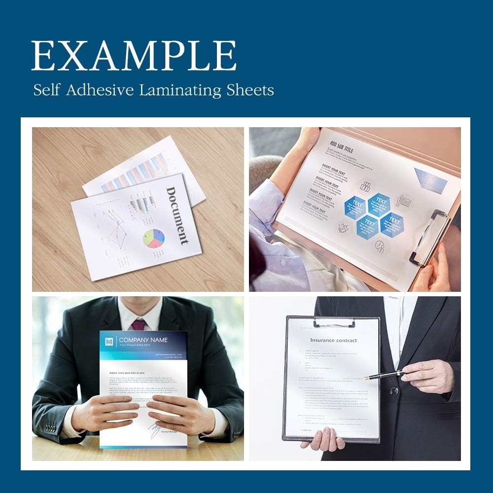 Self Stick Laminating Sheets 8.7 x 12.2 Inches, 4mil, Pack of 20, No Heat, No