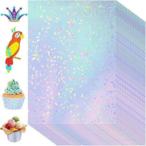 72 Sheets Holographic Sticker Paper – Transparent Holographic A4 Vinyl Gem
