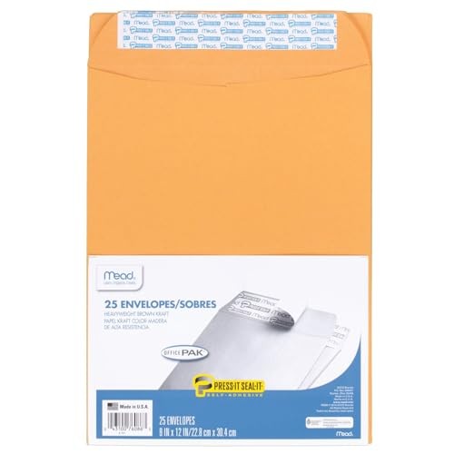 Envelopes, Letter Size 9″ x 12″, Press-It Seal-It 9 in. x 12 in. / 25-count
