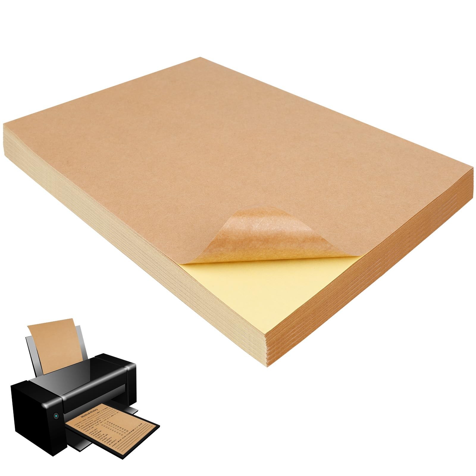 60pcs Kraft Paper Printer Paper Self Adhesive A4297x210mm Craft Paper Cop…