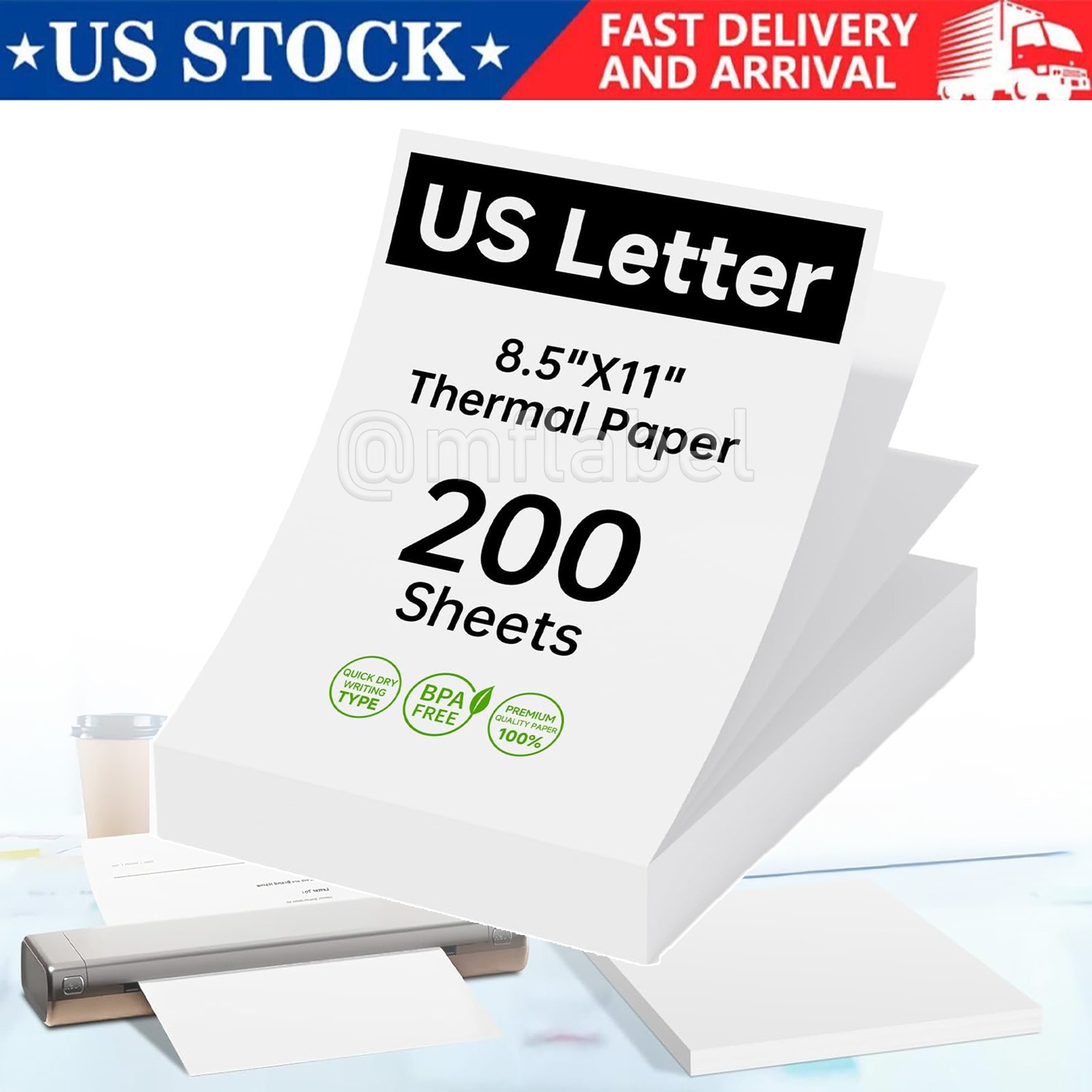 200 Sheets 8.5×11″ Folded Thermal Paper US Letter Size for M08F M834 MT800 PJ762