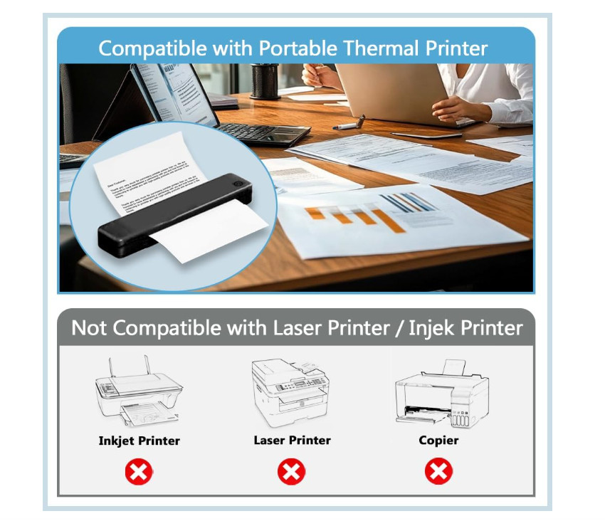 100 Sheets Thermal Printer Paper 8.5 X 11 Inch US Letter Size Thermal Paper