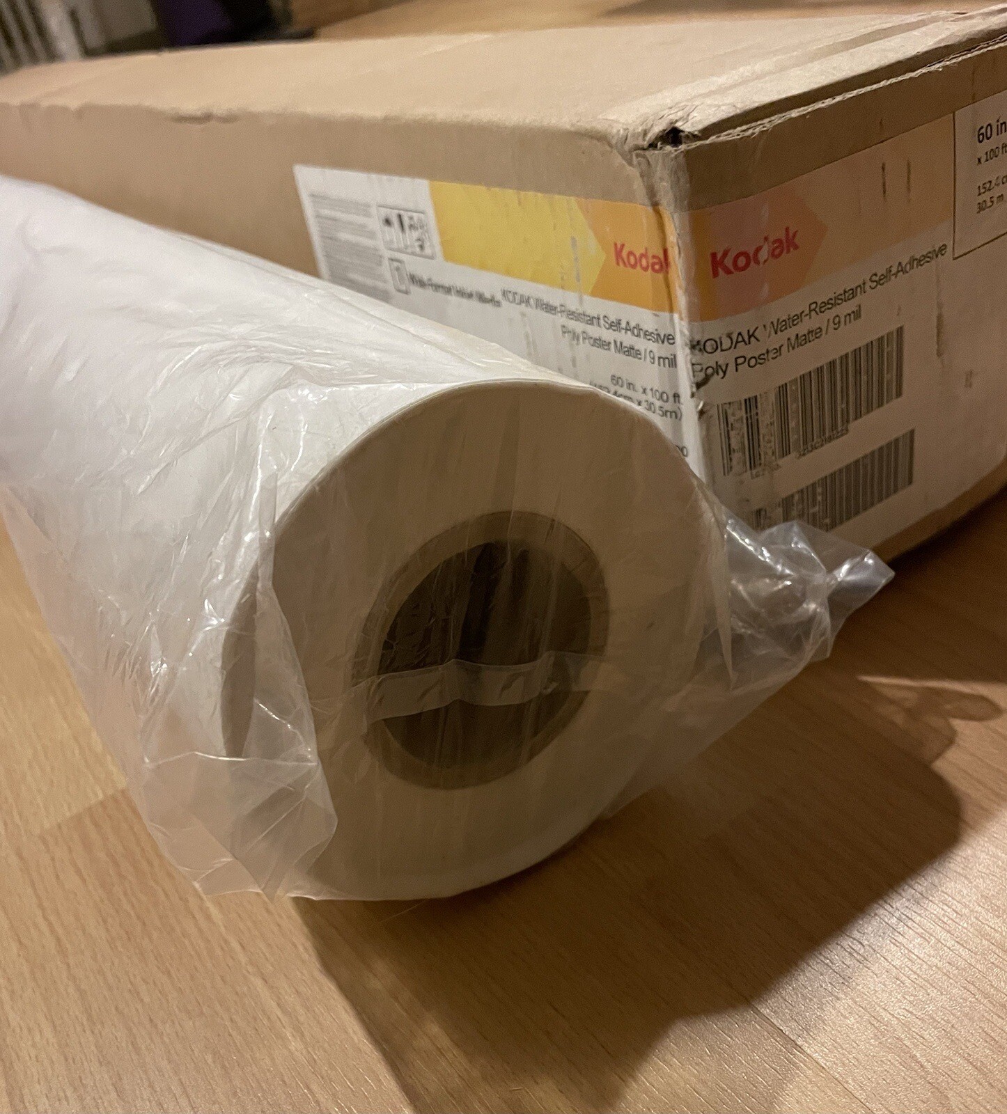 Kodak Water-Resistant Self-Adhesive Poly Poster, Matte, 60″ x 100′ – Open Box