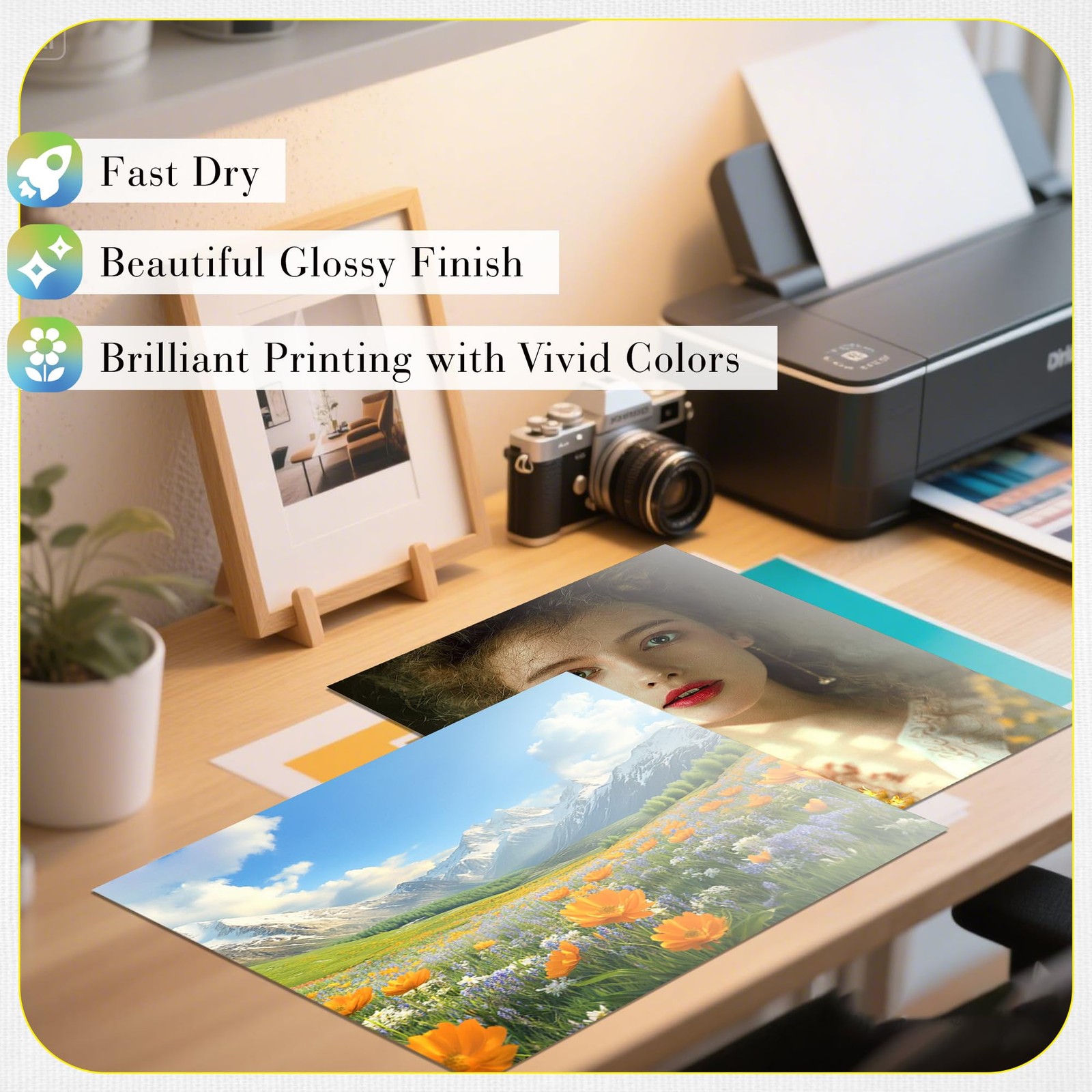 Glossy Thin Inkjet Printer Paper 100 PCS 8.5×11 Inch 36lb 135gsm Chip Bag