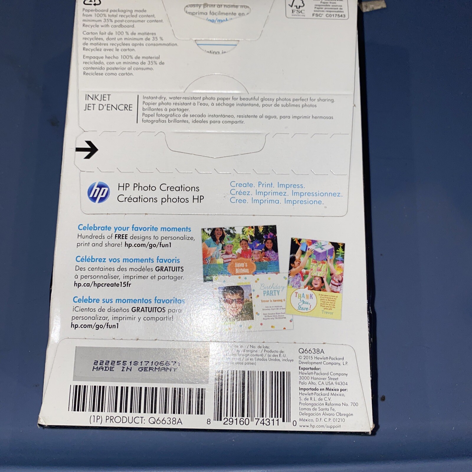 Hewlett Packard Q6638A 4 x 6 inch Glossy Printer Paper – 100 Sheets