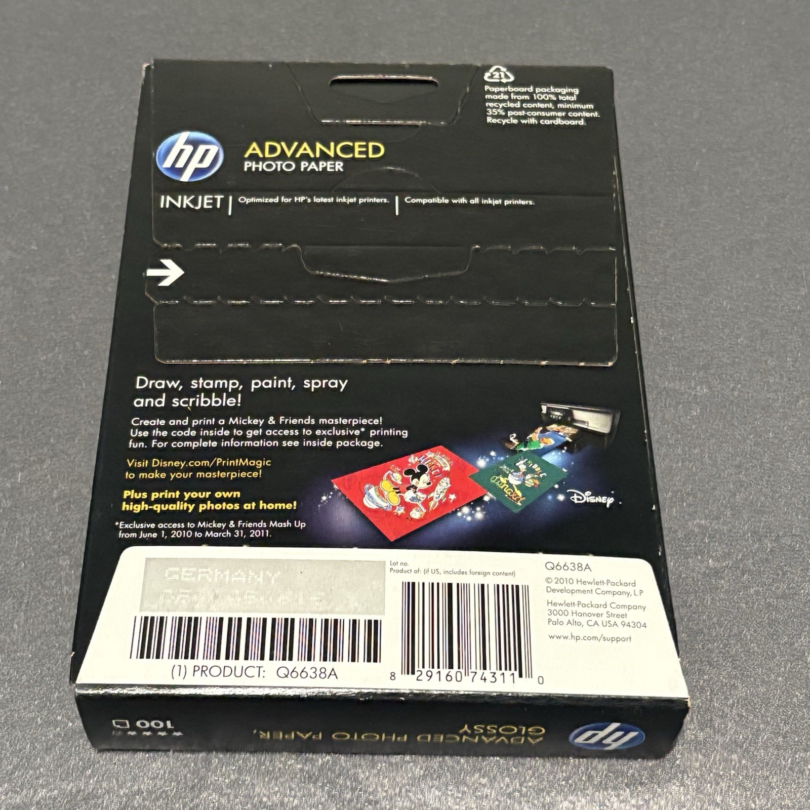 Hewlett Packard Q6638A 4 x 6 inch Glossy Printer Paper – 100 Sheets