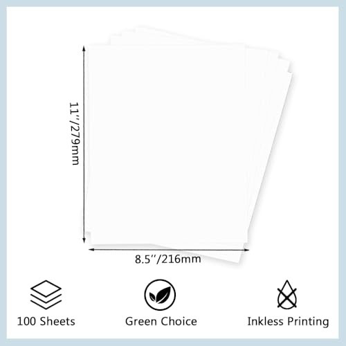 100 Sheets Thermal Printer Paper 8.5 X 11 Inch US Letter Size Thermal Paper