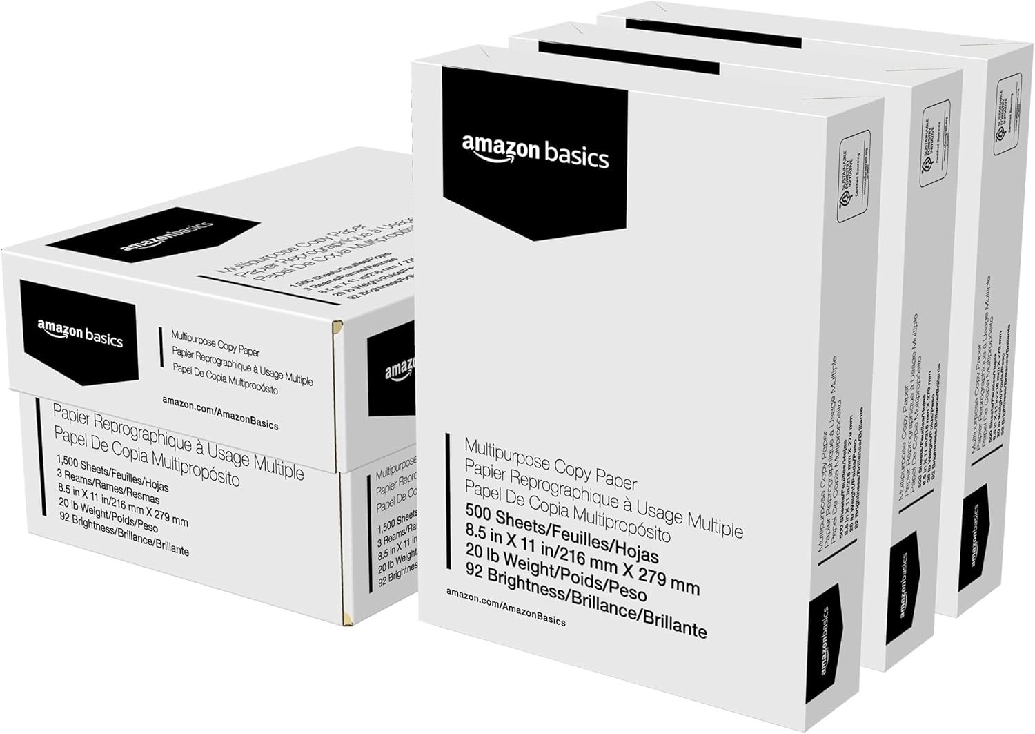 Multipurpose Copy Printer Paper, 20 lb, 8.5 x 11 Inches, 3 Reams 1,500 Sheets…