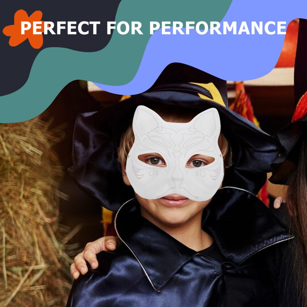 Reusable Cat Face DIY Mask White Paper Blank Mask for Party Decoration