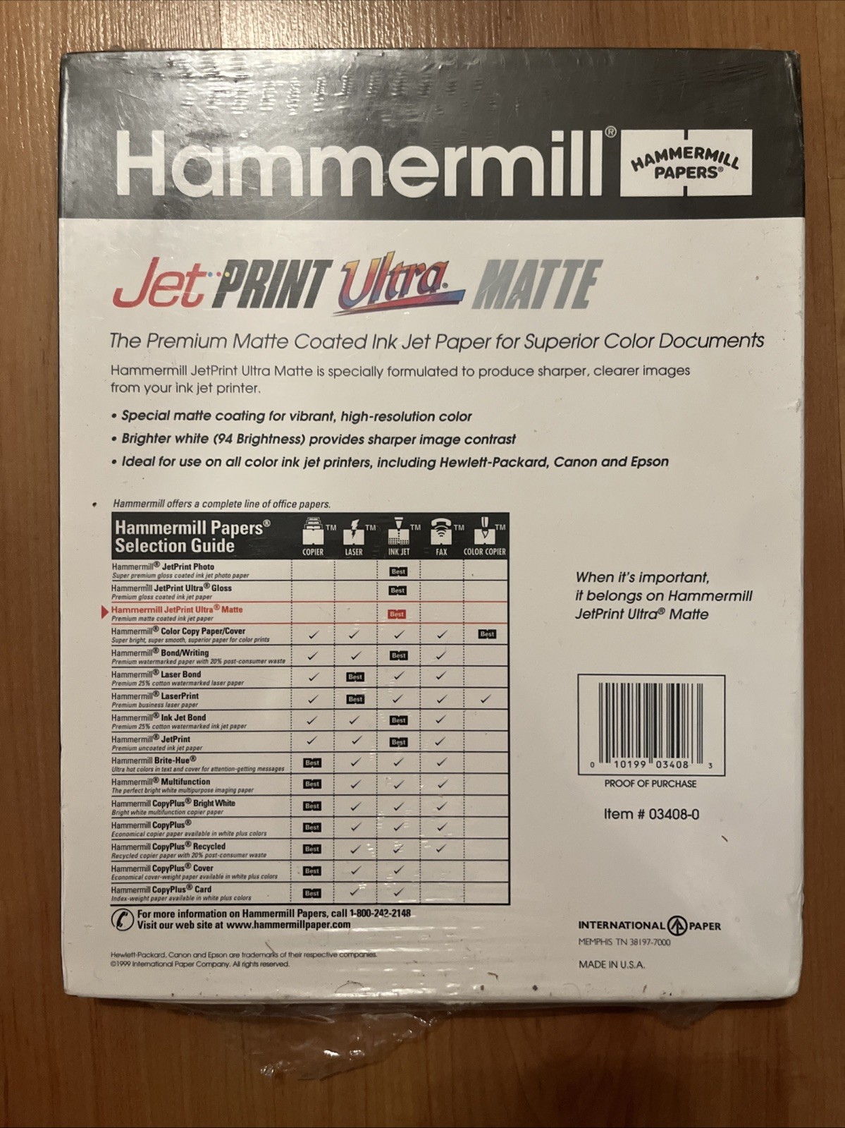 Hammermill Jet Print Ultra Matte Inkjet Paper 8.5″x11″ 100 Letter Sheets Coated