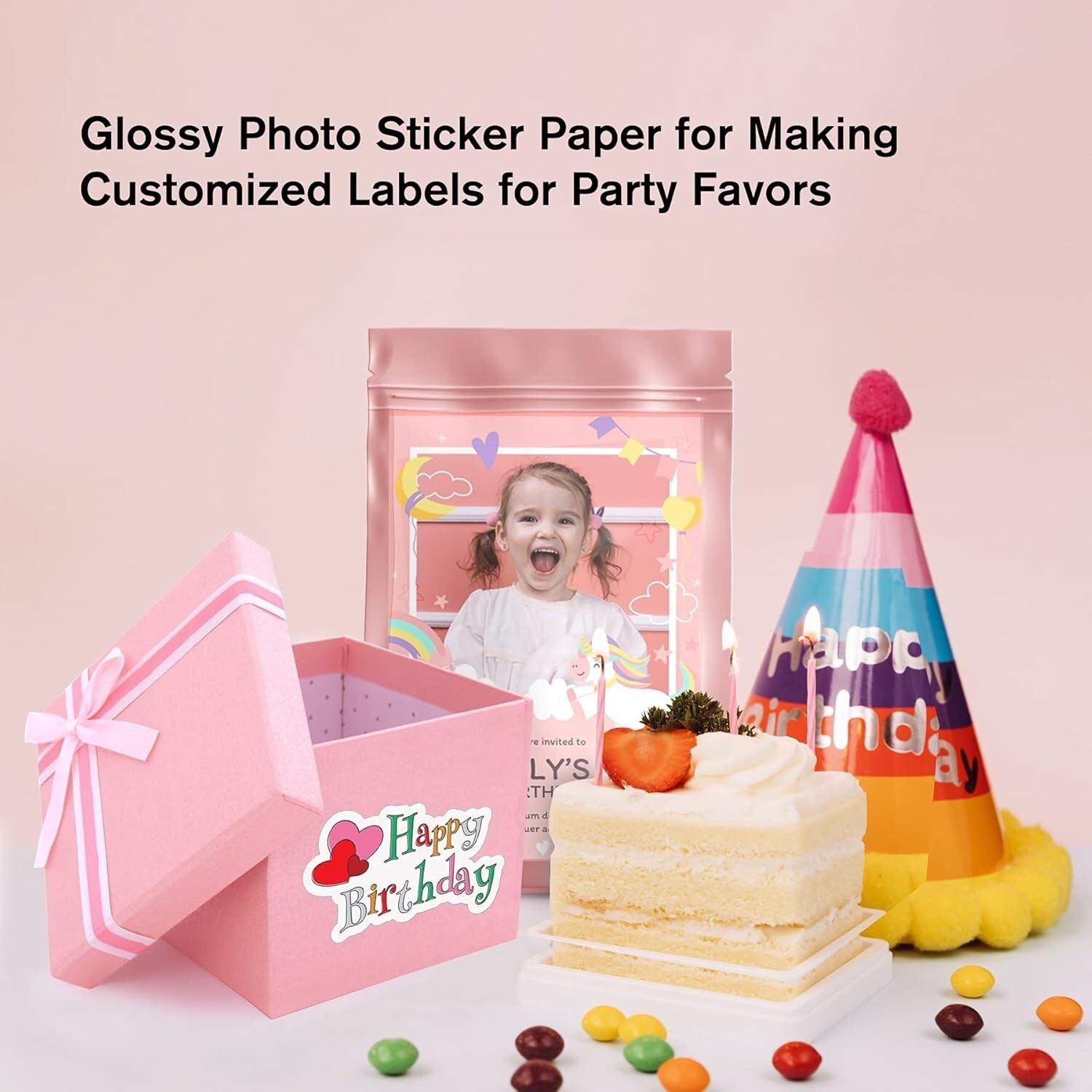 Koala Printable Glossy Sticker Paper for Inkjet Printer, White, 8.5×11 Inch S…