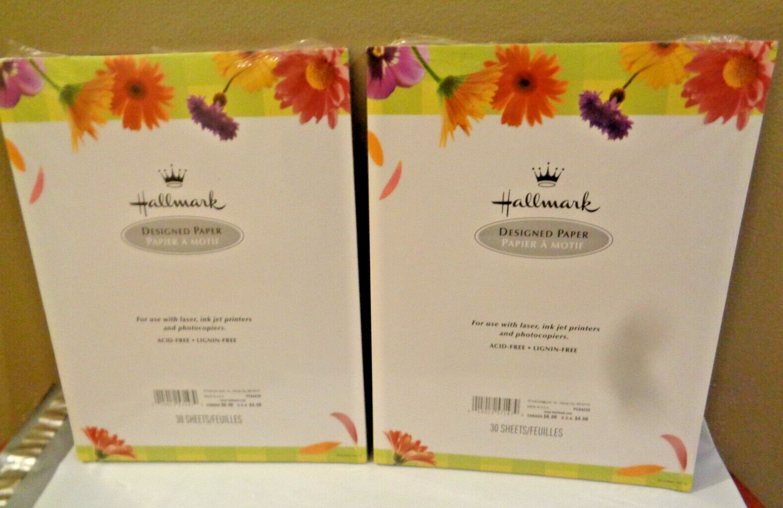 2 Pack of Hallmark Designed Paper for Ink Jet Printer Laser Photocopies Flowers