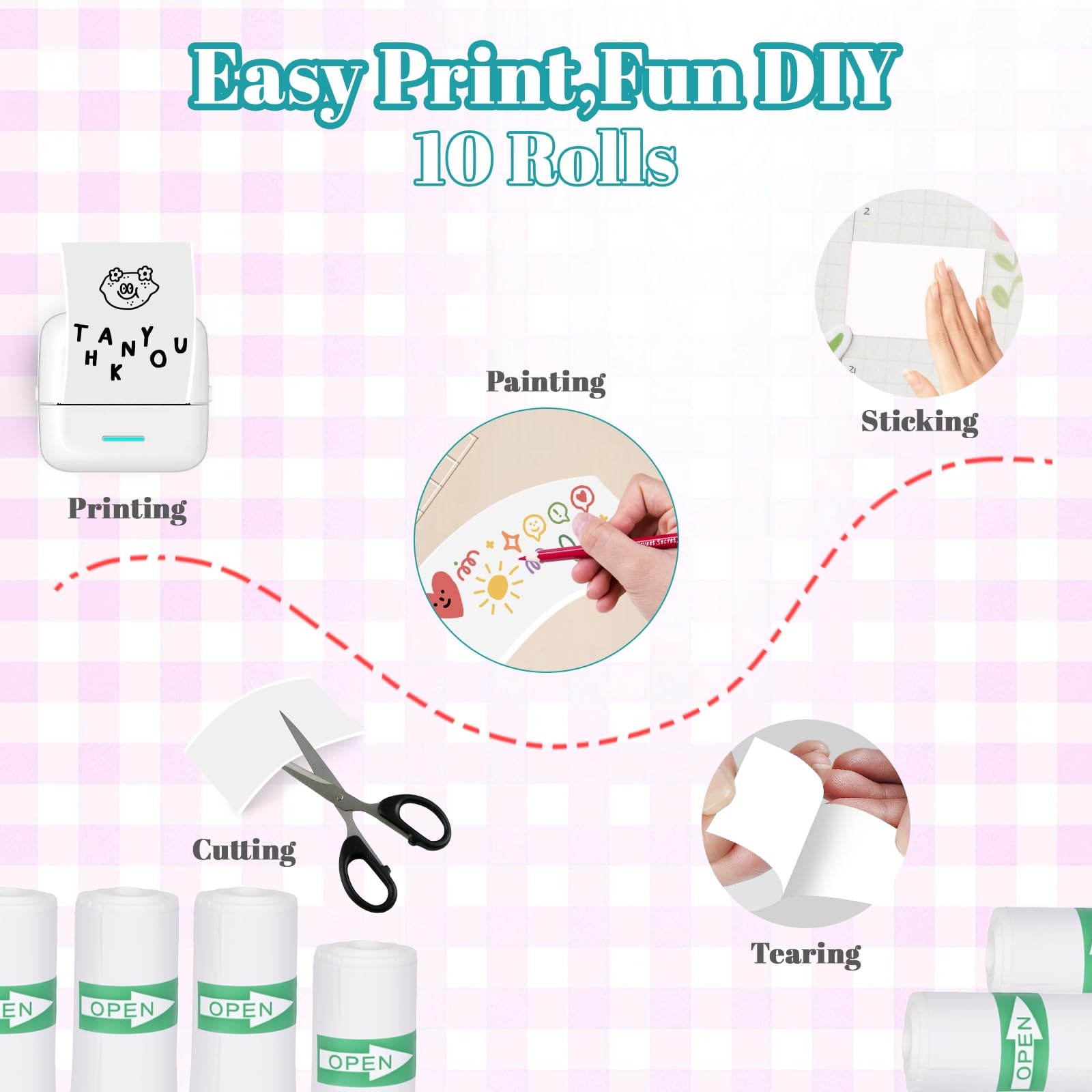 10 Rolls 57 x 25 mm Sticker Printer Paper,Self-Adhesive Compatible with Most …