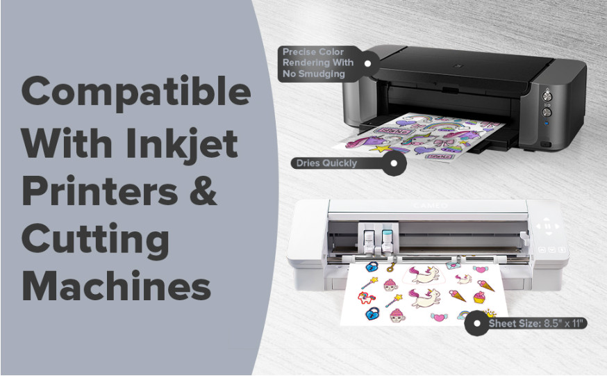 Glossy Printable Vinyl Sticker Paper for Inkjet Printer 25 Sheets 8.5″x11″