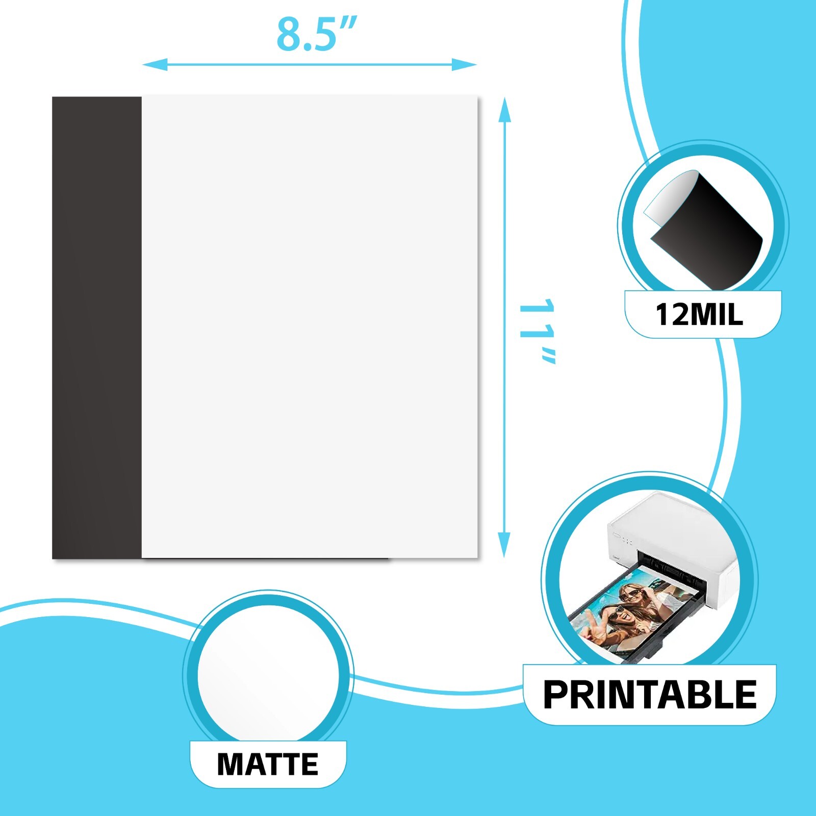 12 Printable Magnetic Sheets 8.5 x 11 Strong Flexible 12Mil Inkjet Laser Cricut
