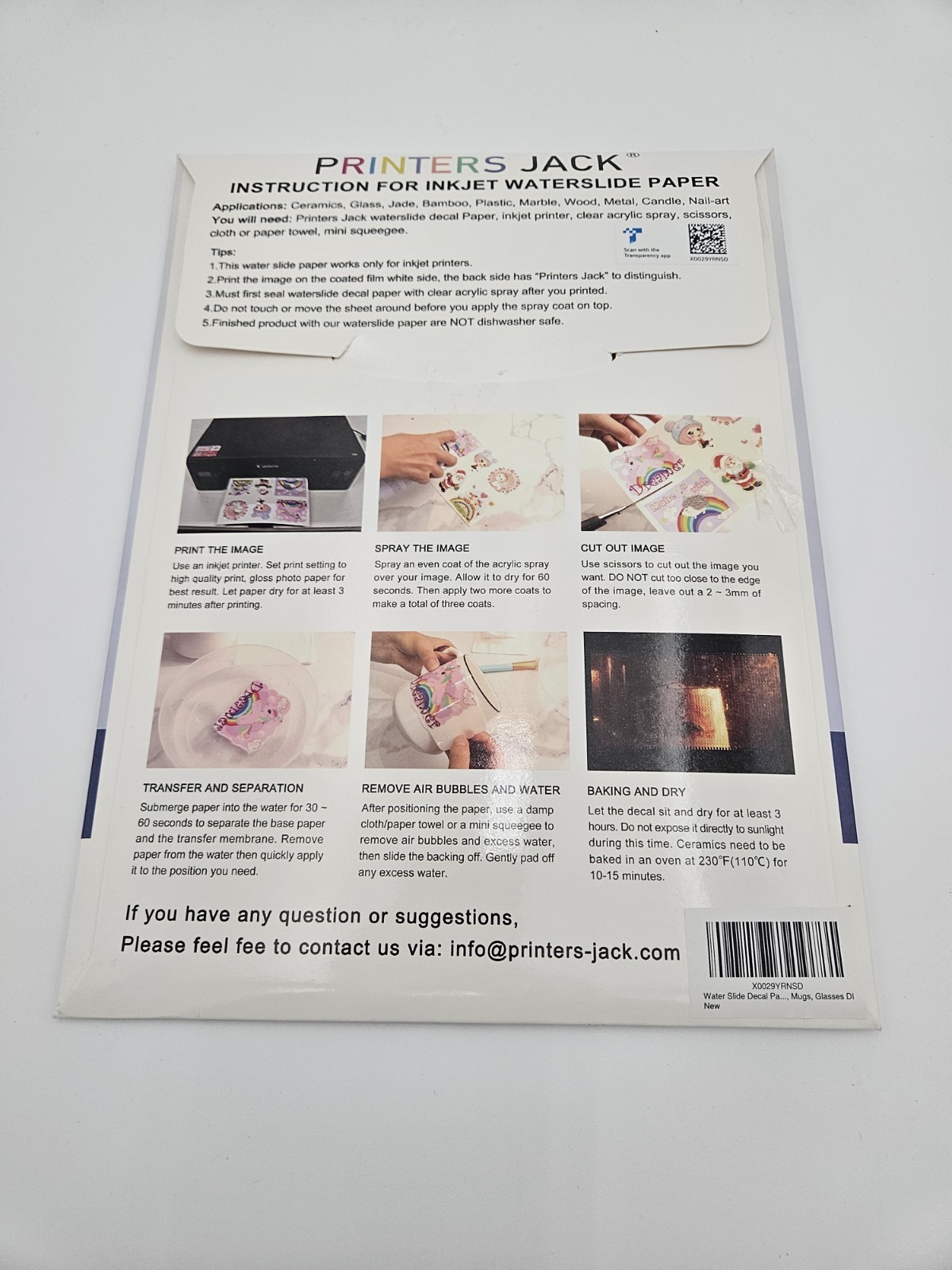 Printers Jack Clear Inkjet Waterslide Decal Paper, Open Box Includes 15 Sheets