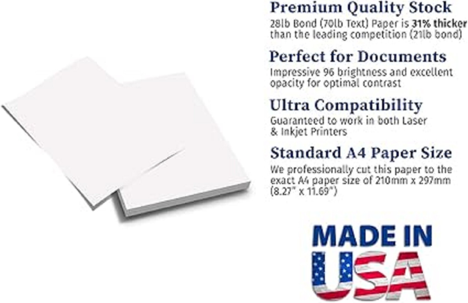 Premium A4 Printer Paper (105gsm, 28lb/70lb) – Bright White, 40 Sheets