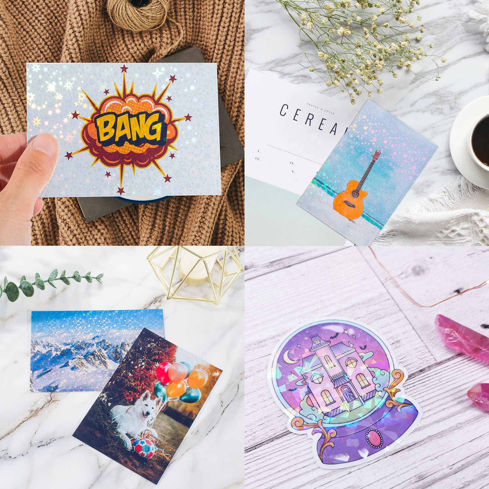 36 Sheets Vinyl Printable Sticker Paper A4 Size (8.25″ x 11.7″) Glossy Hologr…