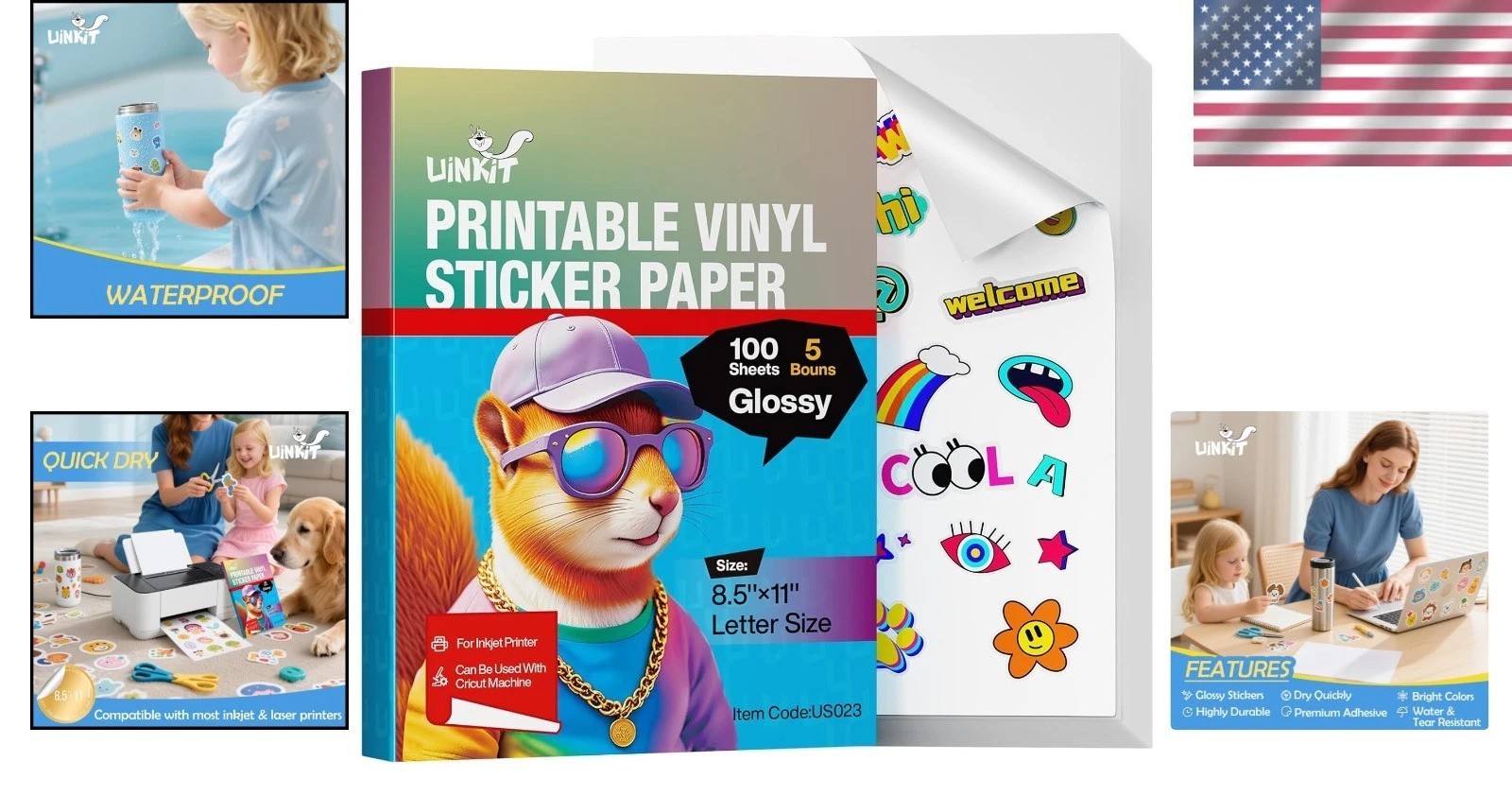 105 Sheets Printable Vinyl Sticker Paper for Inkjet Printer Cricut,included …