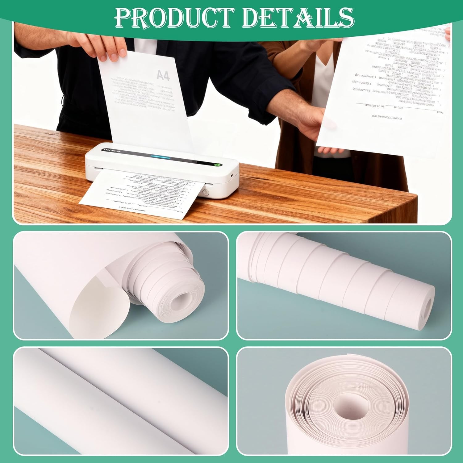2 Rolls A4 Thermal Printer Paper 8.5″x11″ US Letter Size for M08F M832 M834 US