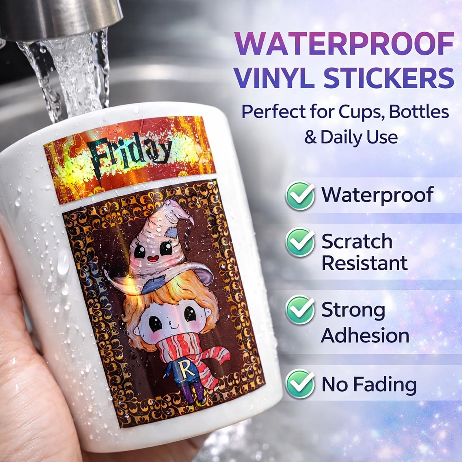 20 Sheets Holographic Sticker Paper 8.5×11 inch Printable Waterproof Stickers…