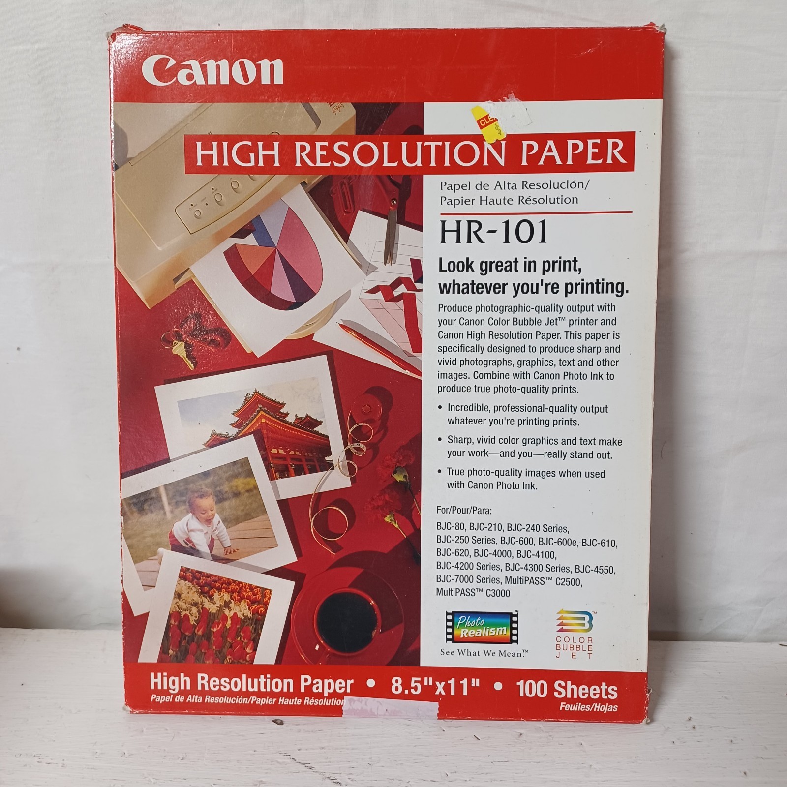 Canon HR-101 High Resolution Paper 8-1/2 x 11, White 72 Of 100 Sheets Bubble Jet