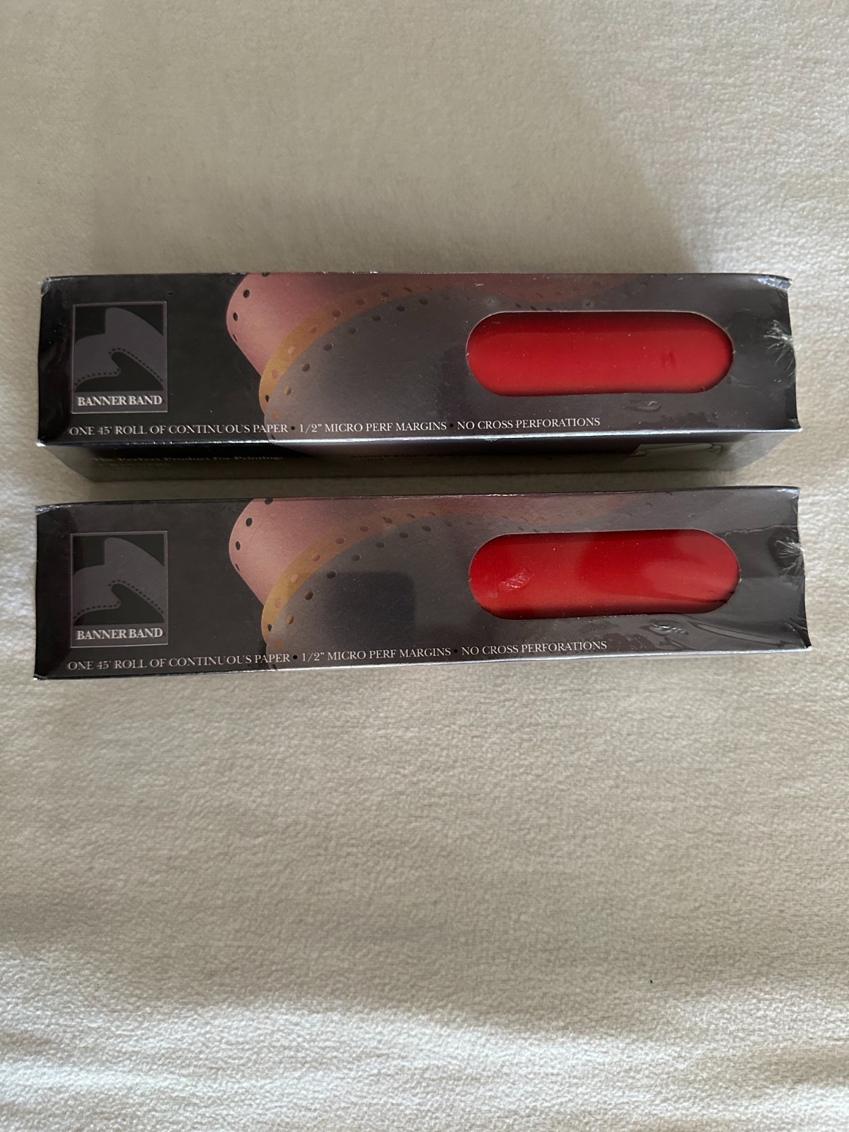 NEW! Bannerband Paper Red 45′ 2 Continuous Rolls Dot Matrix Printer