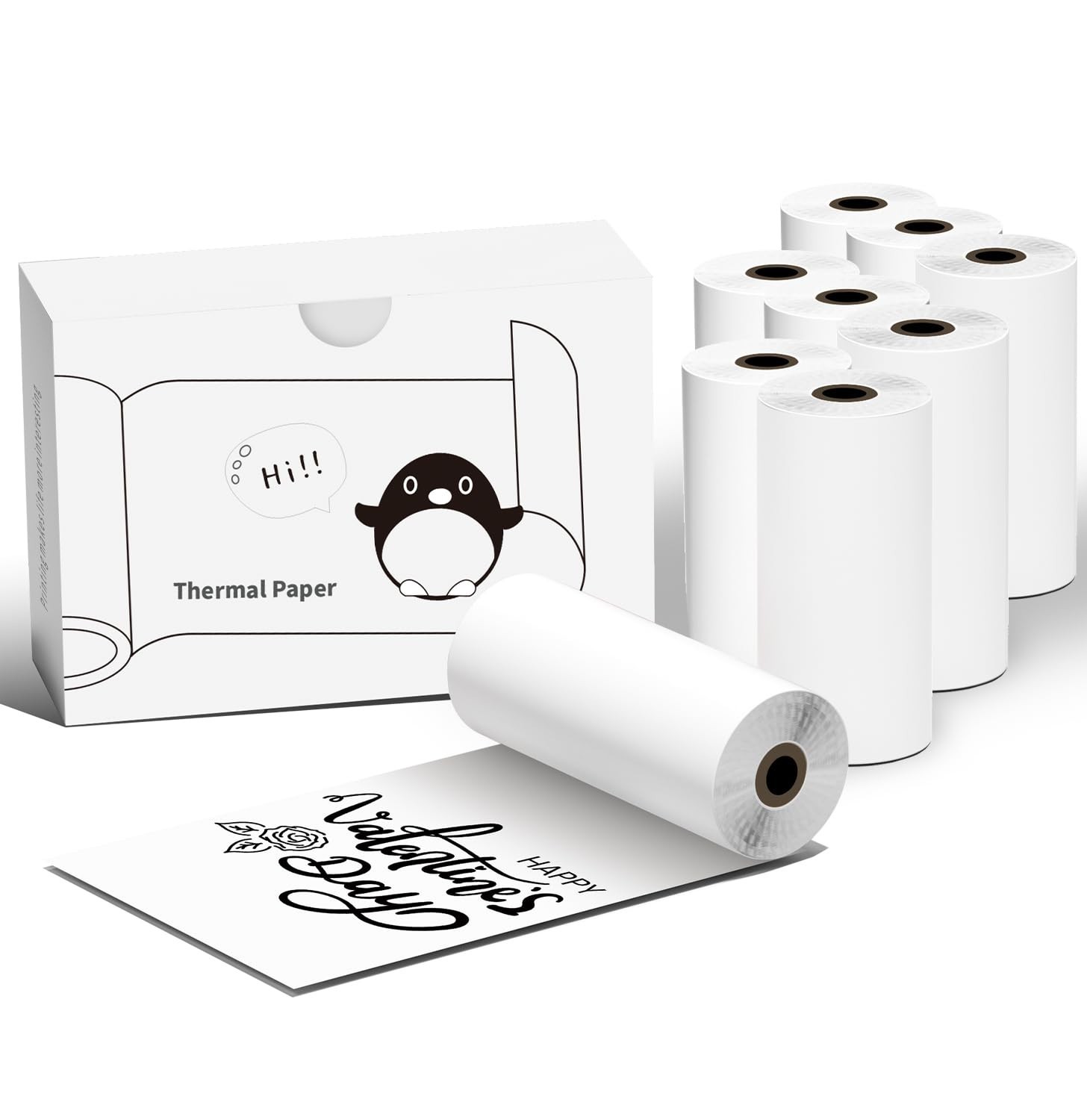 9 Rolls Mini Thermal Sticker Paper 57x30mm for Inkless Receipt Printers, Portabl