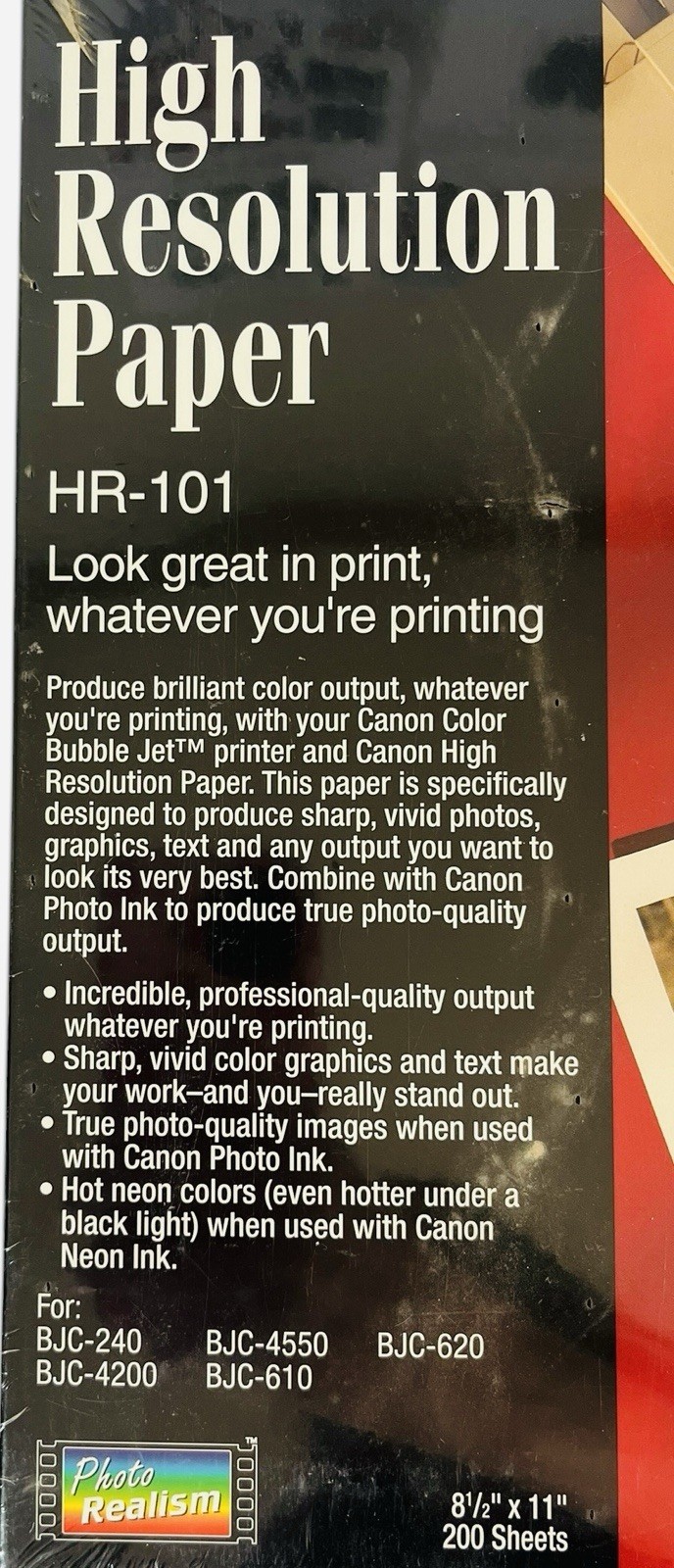 Vintage Canon Inkjet High Resolution Paper HR-101 White 200 Sheets -New/Sealed