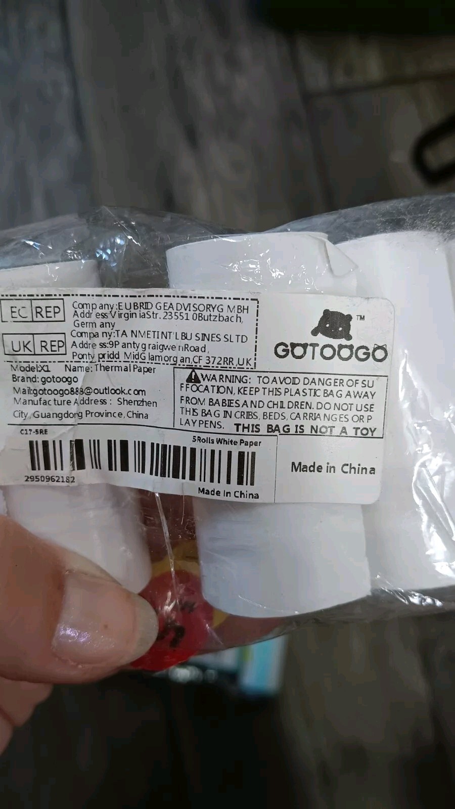 Gotoogo Mini Thermal Inkless Printing Paper 2 Packs Each 5 Rolls New 2.25″