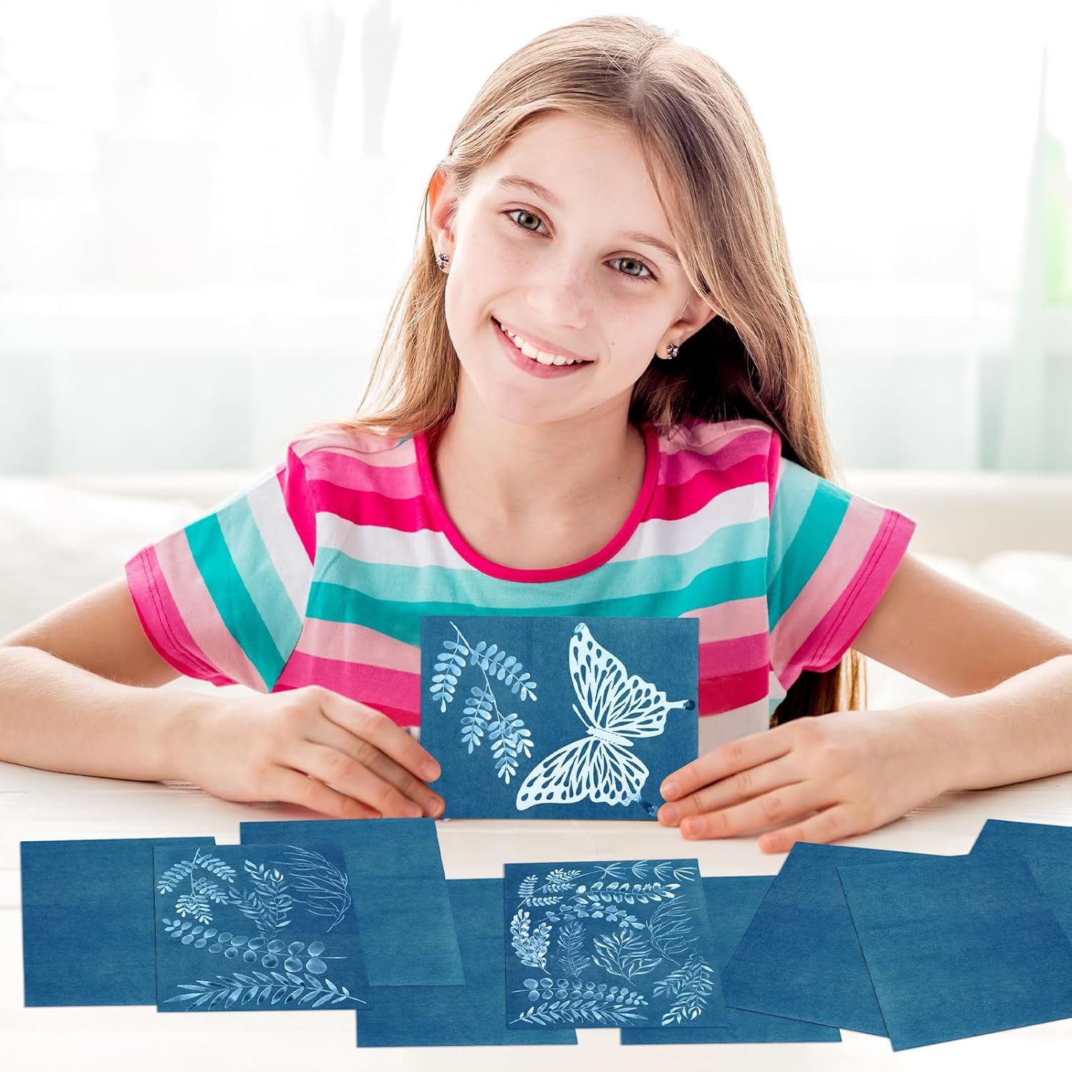 30 Pcs Cyanotype Paper, Sun Print Paper Kit with Acrylic Board Solar Activated A
