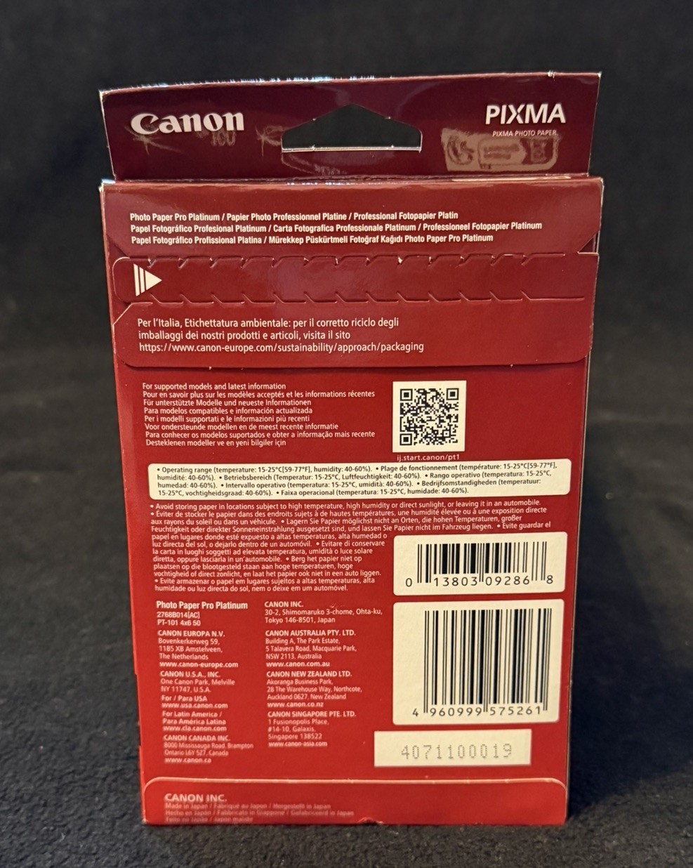 Canon Pro Platinum High Gloss Photo Inkjet Paper, 4×6″, 50 Sheets