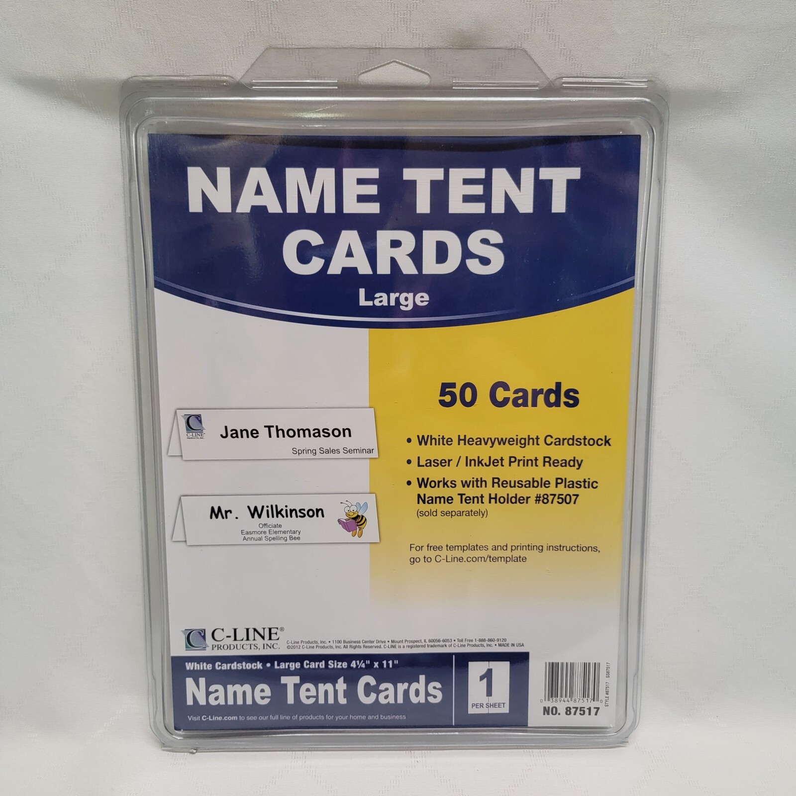 C-Line Products Name Tent Cards Large 50 count