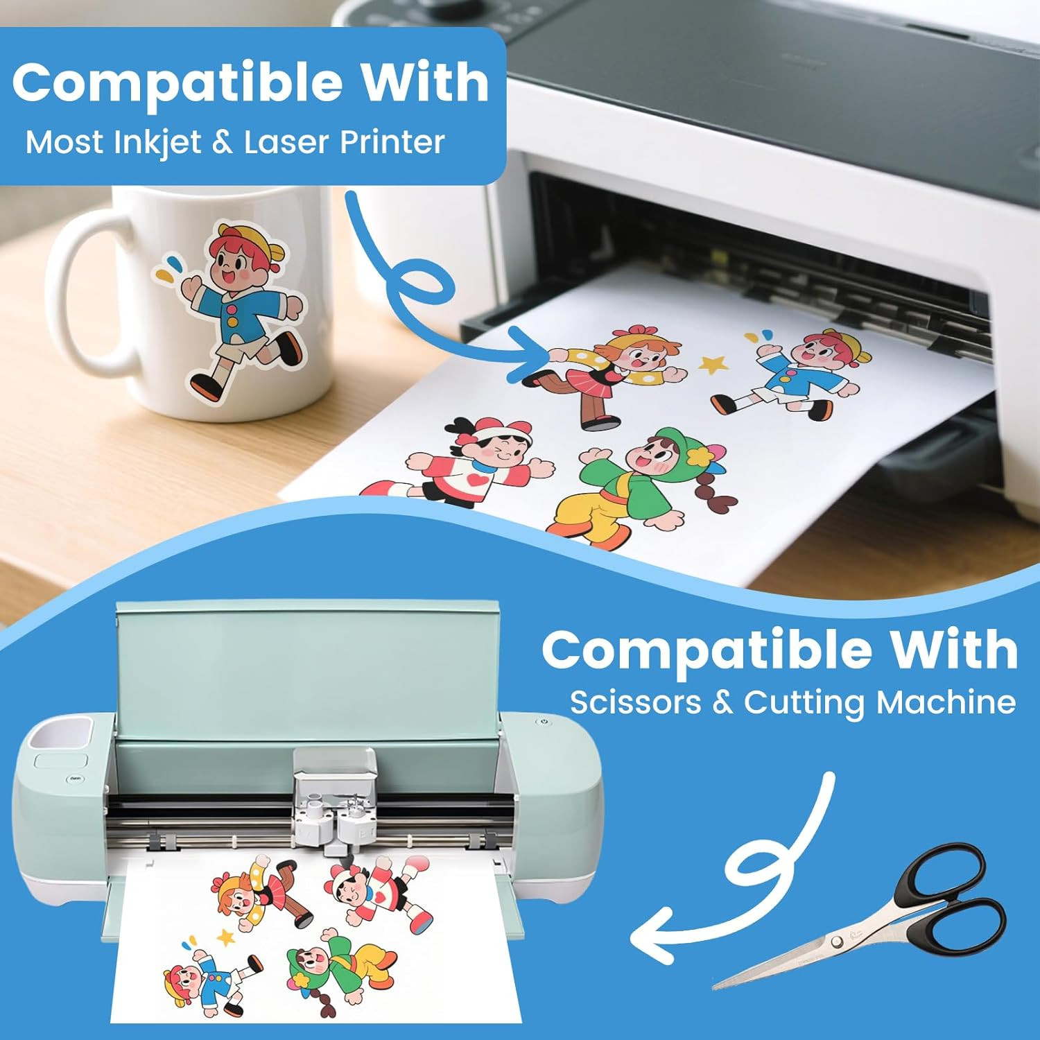 40 Sheets Glossy Sticker Paper, 8.5In X 11In Sticker Paper for Inkjet & Laser Pr