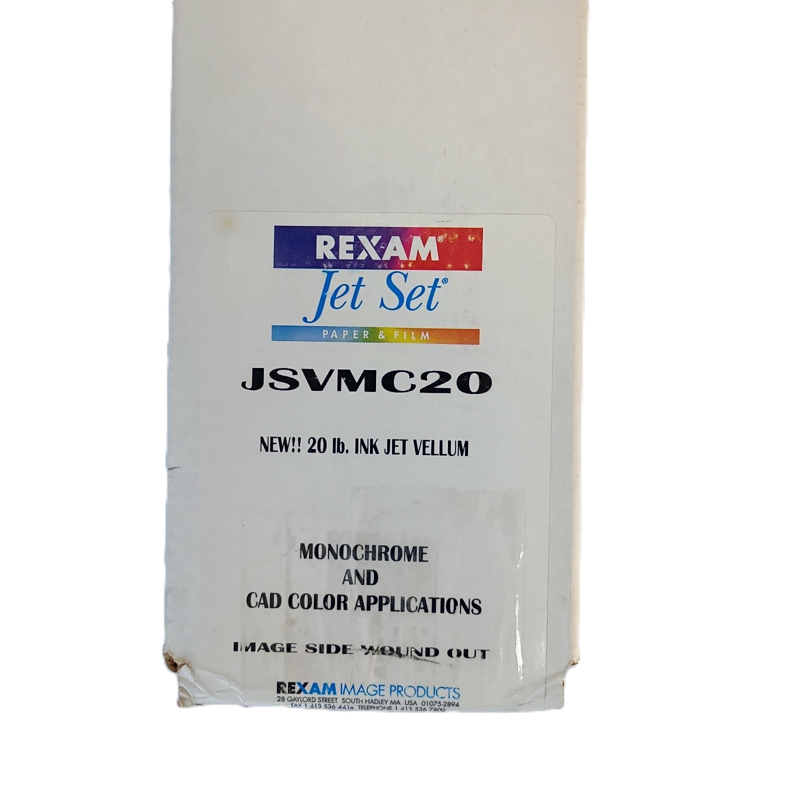 Rexam 36″ x 150′ Jet Set JSVMC20 Wide Format 20 Inkjet Vellum Paper Roll White