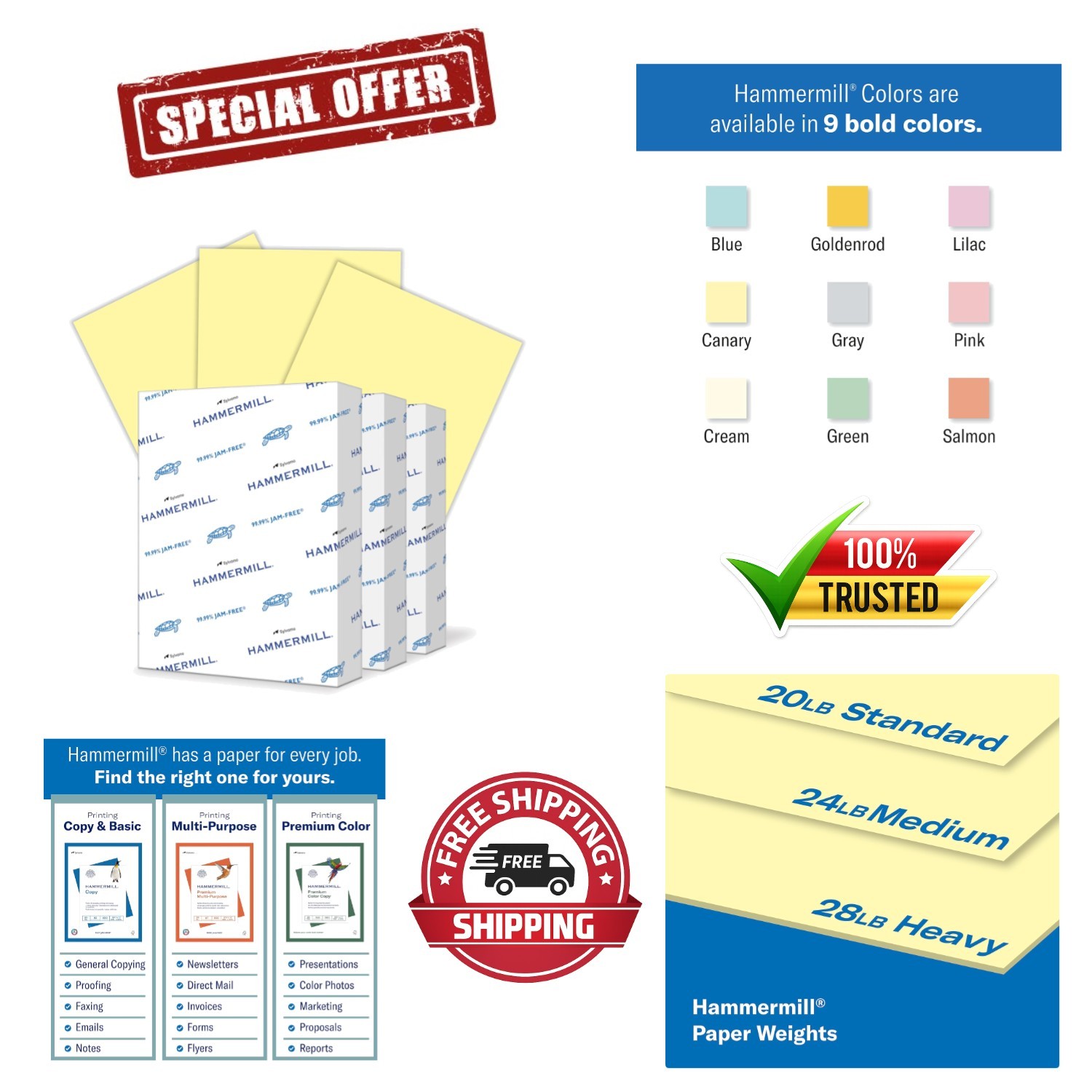 Elegant 20 lb Canary Printer Paper, 8.5×11 – 1500 Sheets, Eco-Friendly Quality