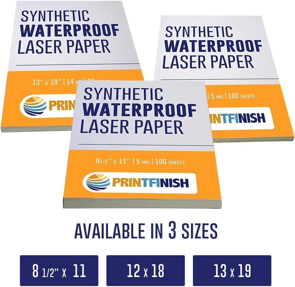 Printfinish Synthetic Laser Paper 8.5″ x 11″ 8.5 x 11 | 8 MIL inches