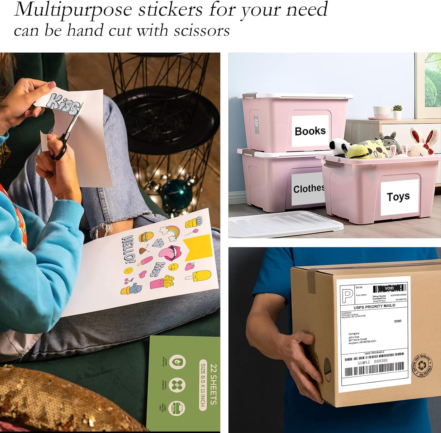 100 Full Sheets Sticker Paper for Laser & Ink Jet Printers, 8.5″ X 11″ Full Shee