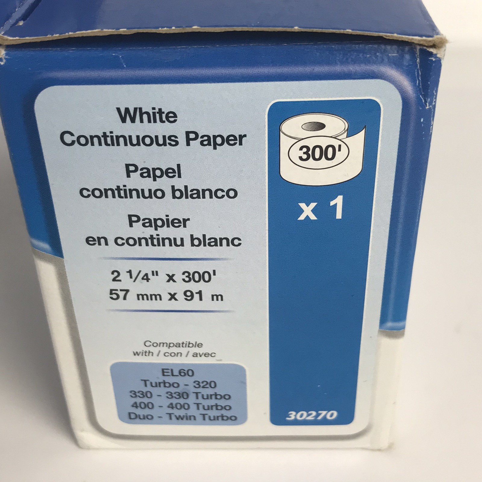 Two Rolls DYMO LabelWriter Continuous-Roll Receipt Paper 2-1/4 x 300 White 30270