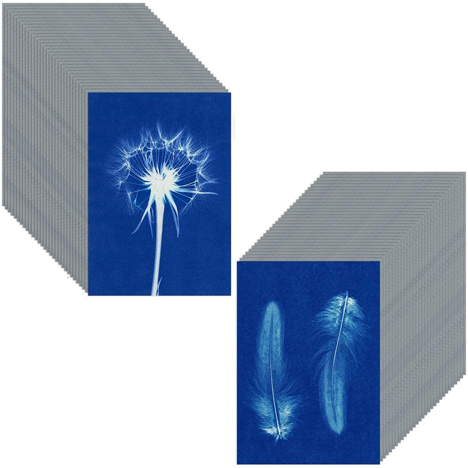 60 Sheets Sun Print Cyanotype Kit, A6 Sun Art with 1 Plastic Tool for6183