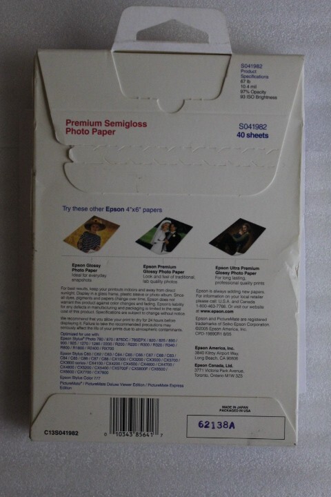 Epson Premium Semi Gloss Photo Paper 4″x6″ 40
