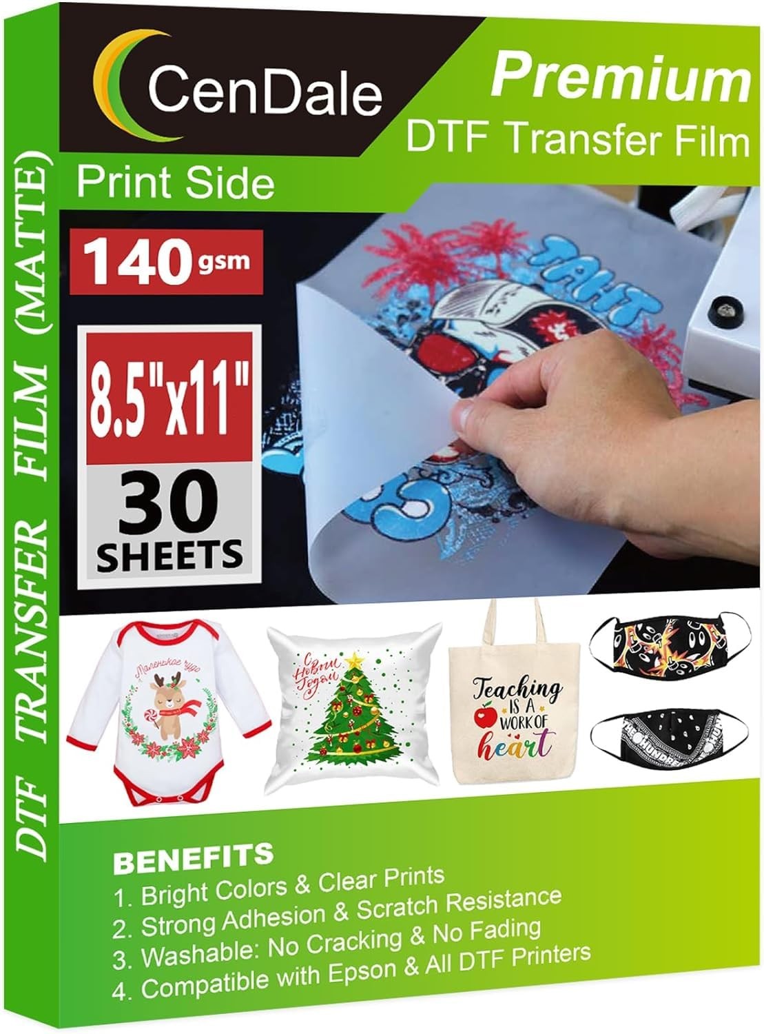 DTF Transfer Film 8.5″x11″ – 30 Sheets Premium Thick Double Sided DTF Film fo…