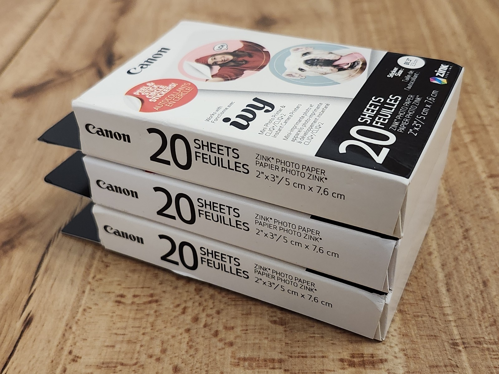 Canon ZINK Pre-Cut Circle Adhesive Sticker Paper Pack 3 X 20 Sheets Boxes NEW