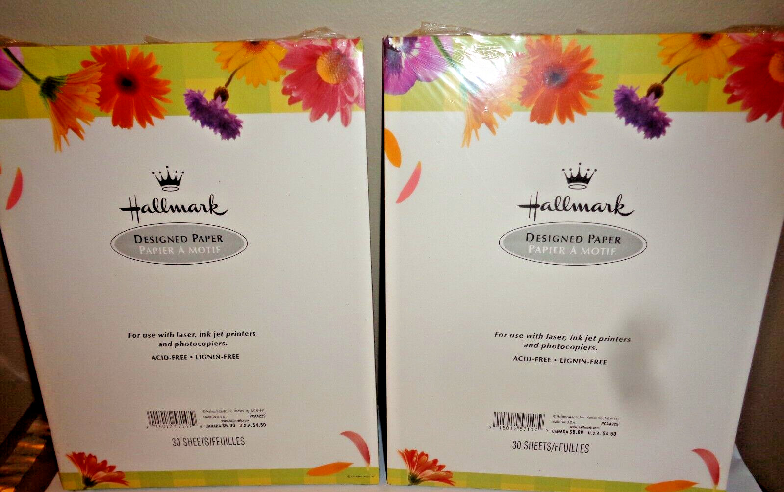2 Pack of Hallmark Designed Paper for Ink Jet Printer Laser Photocopies Flowers