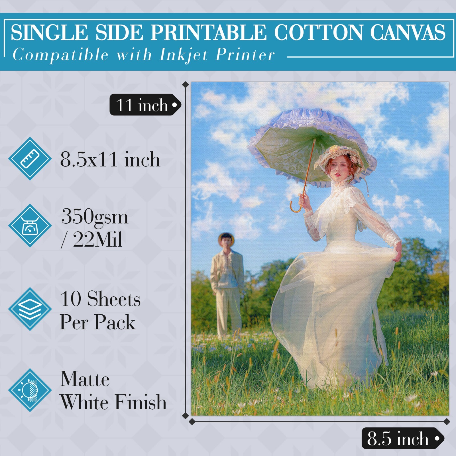 Printable Glossy Canvas Inkjet Printer Photo Paper 240g Eco Solvent Ink Textured