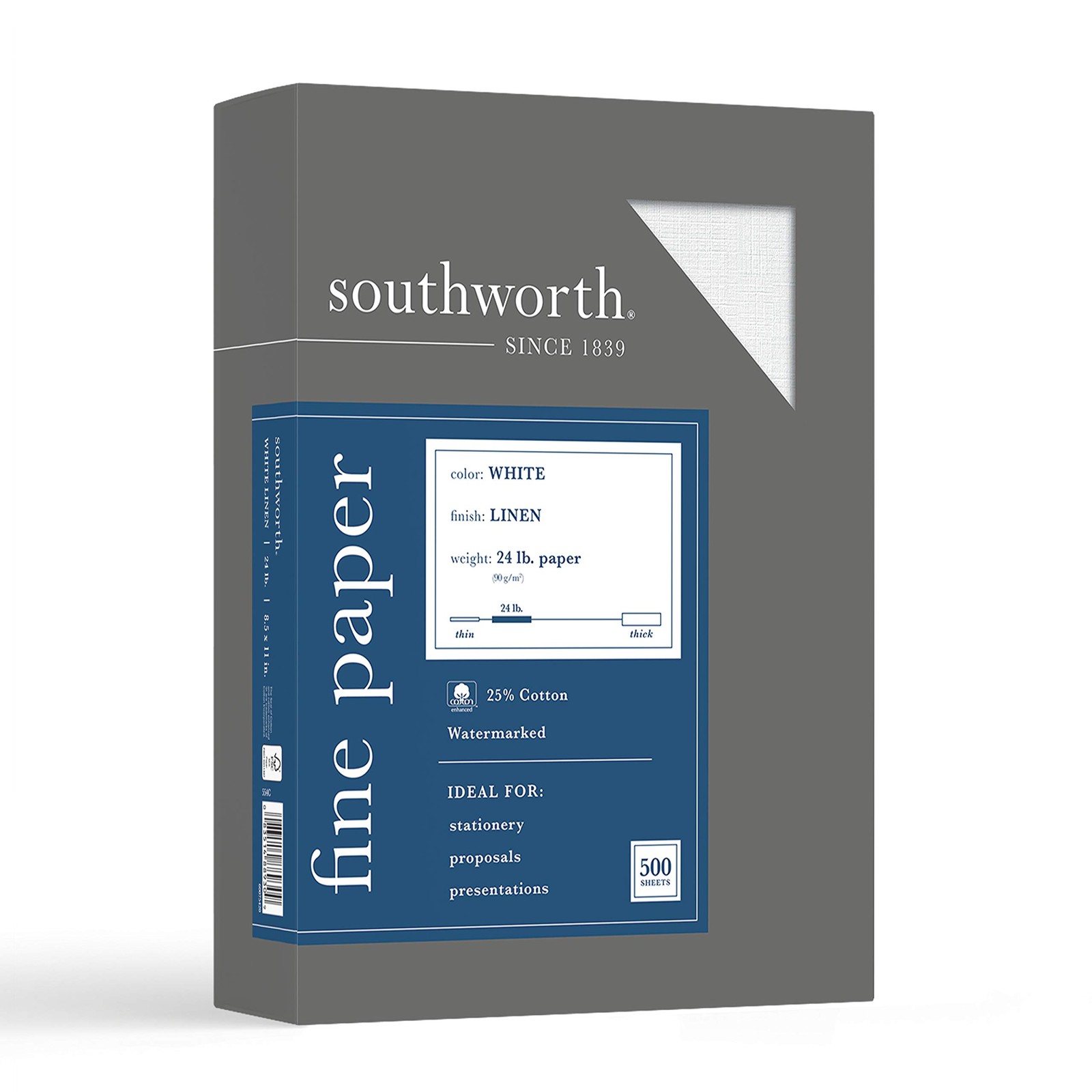 Southworth 25% Cotton Business Paper, 8.5 x 11″, 24 lb/90 8.5″ x White