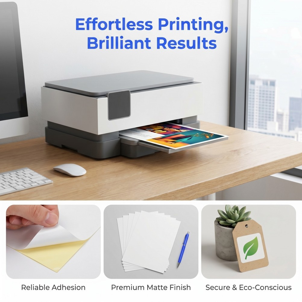 100pcs A4 Self-Adhesive Printable Paper – Sticker Paper for Inkjet Printers –