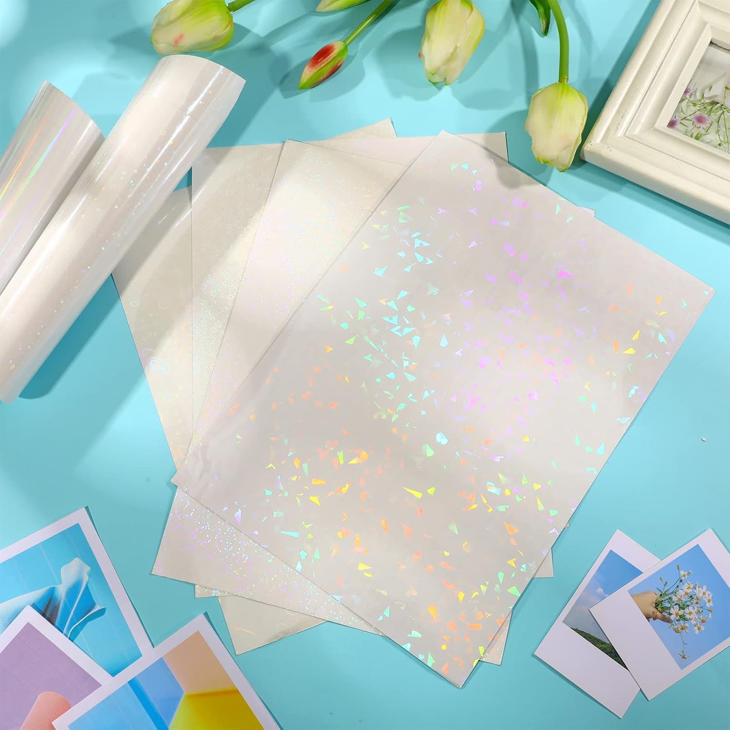 30 Pcs 6 Styles Holographic Laminate Sheets Transparent Holographic Overlay