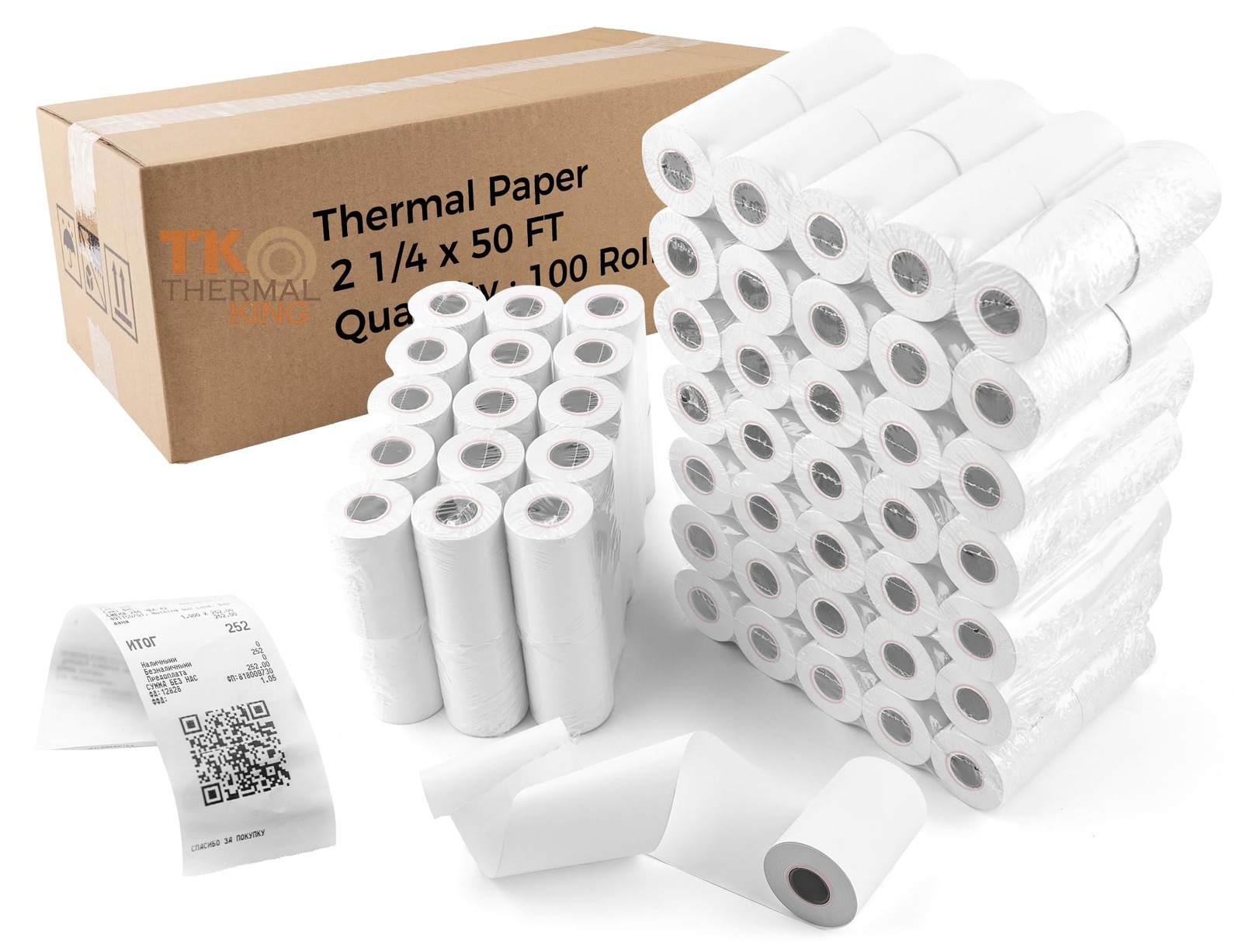 TK Thermal King, (100 Rolls) 2 1/4″ x 50′ 2-1/4″ x 50′, 100 Rolls