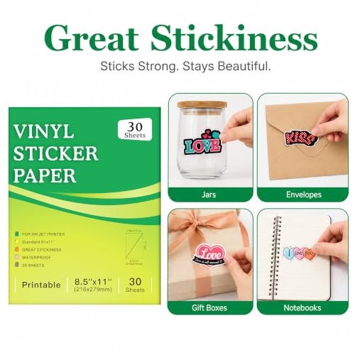 30 Sheets Waterproof Clear Sticker Paper for Inkjet